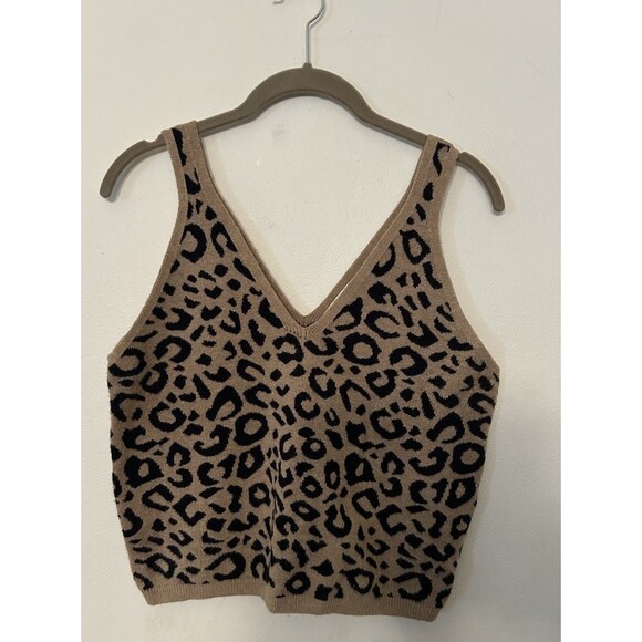 Abercrombie & Fitch Knit Tank V Neck Cheetah Print Crop Size XL - Picture 1 of 7